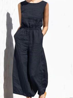 Loose Fitting Wide Leg Smoke & Ashes Jumpsuit Black